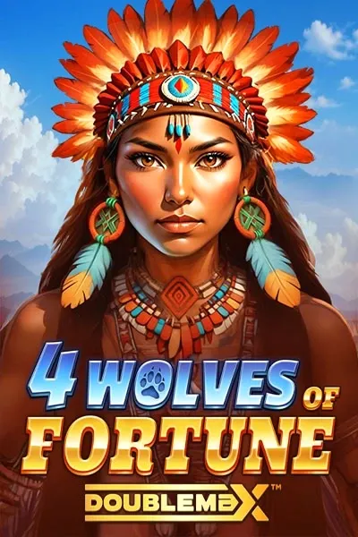 4 Wolves of Fortune Doublemax slot game με γυναίκα ιθαγενούς
